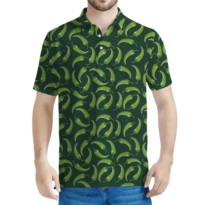 Green Chili Peppers Pattern Print Men's Polo Shirt