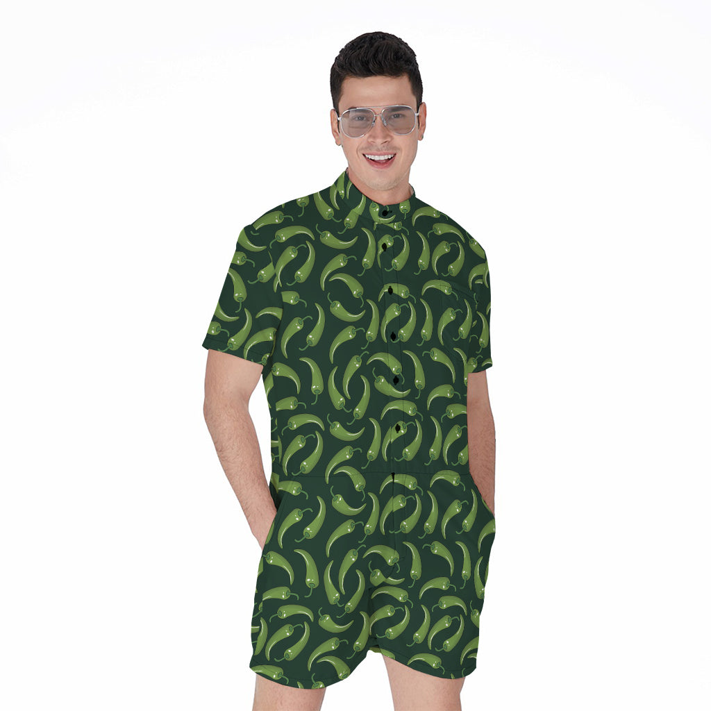 Green Chili Peppers Pattern Print Men's Rompers