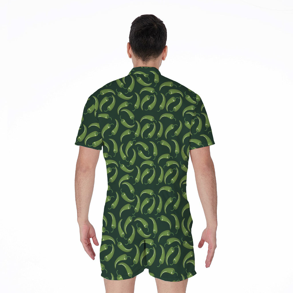 Green Chili Peppers Pattern Print Men's Rompers