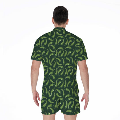Green Chili Peppers Pattern Print Men's Rompers