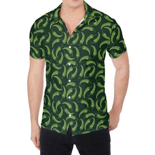 Green Chili Peppers Pattern Print Men's Shirt