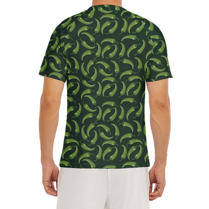 Green Chili Peppers Pattern Print Men's Short Sleeve Rash Guard