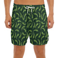 Green Chili Peppers Pattern Print Men's Split Running Shorts