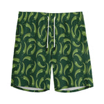 Green Chili Peppers Pattern Print Men's Sports Shorts