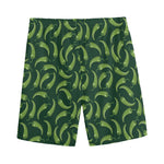 Green Chili Peppers Pattern Print Men's Sports Shorts