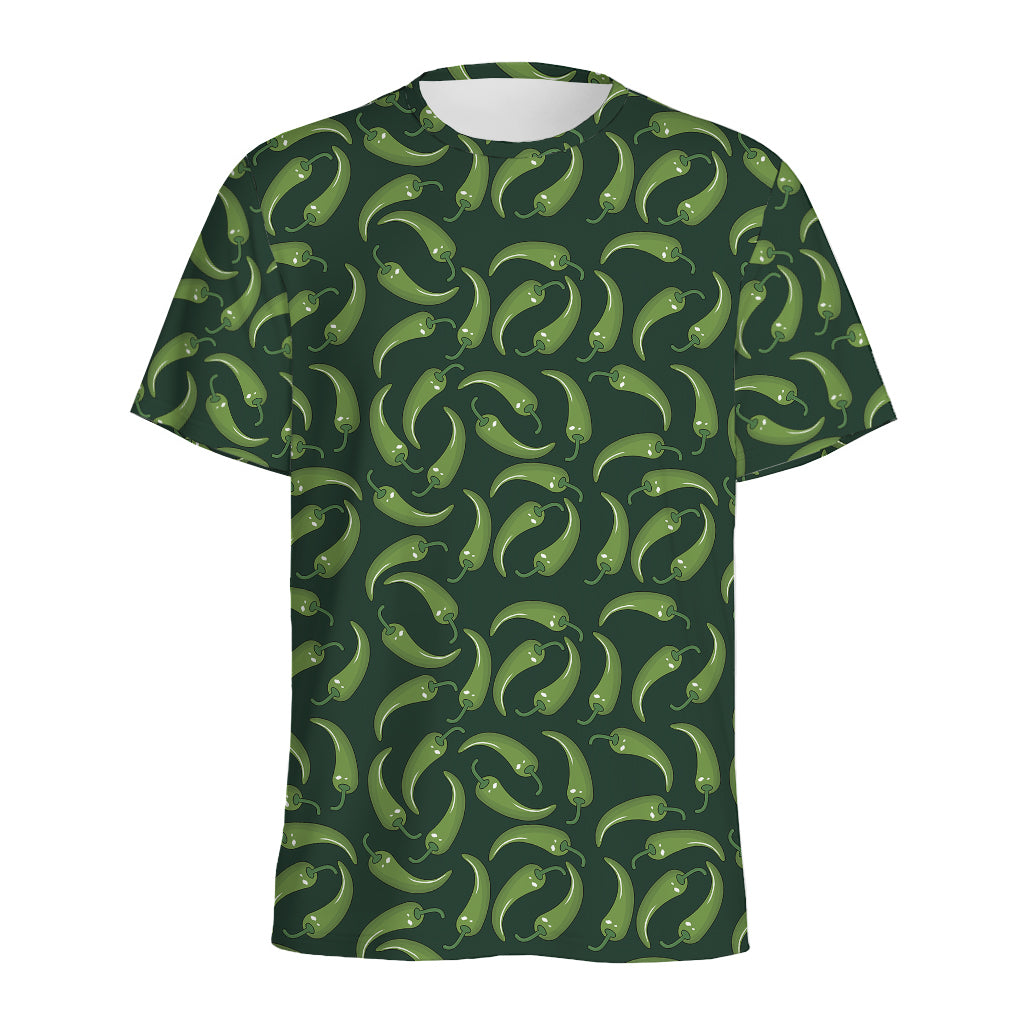 Green Chili Peppers Pattern Print Men's Sports T-Shirt