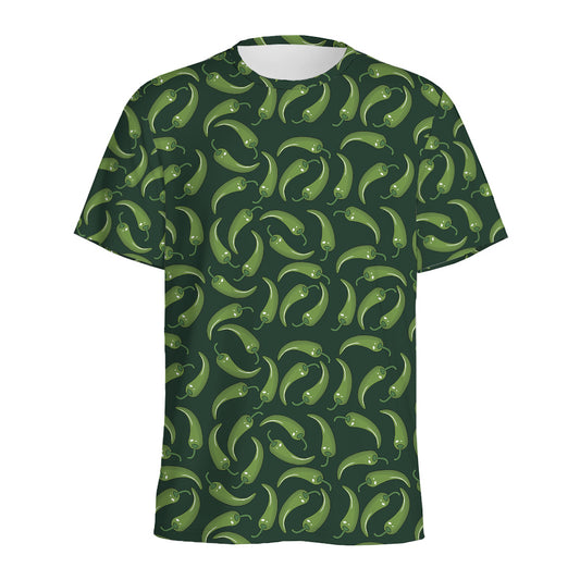 Green Chili Peppers Pattern Print Men's Sports T-Shirt