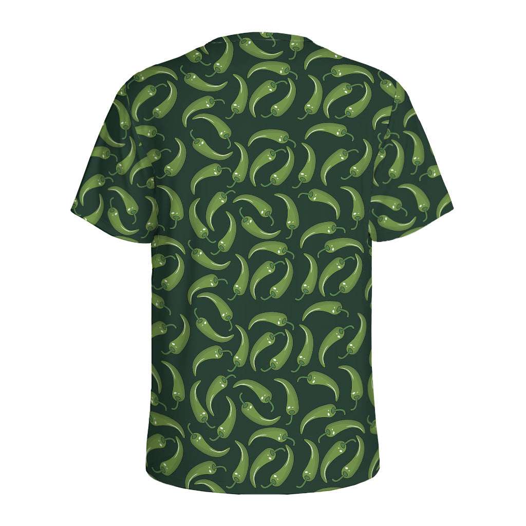 Green Chili Peppers Pattern Print Men's Sports T-Shirt
