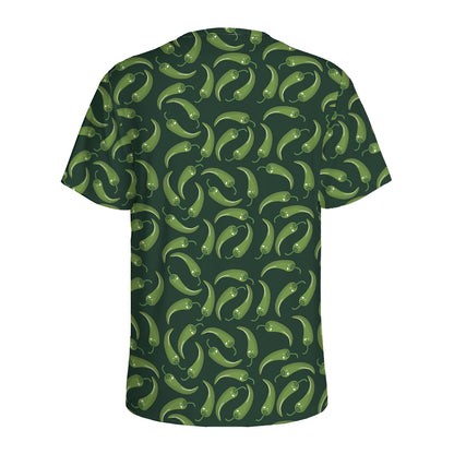 Green Chili Peppers Pattern Print Men's Sports T-Shirt