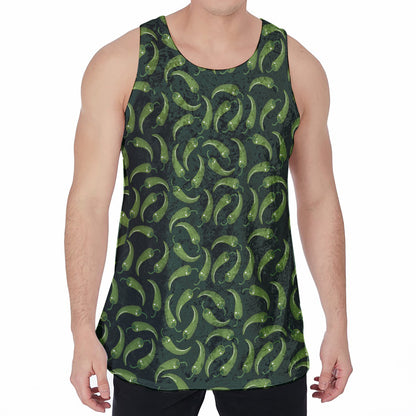 Green Chili Peppers Pattern Print Men's Velvet Tank Top