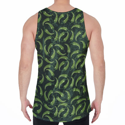 Green Chili Peppers Pattern Print Men's Velvet Tank Top