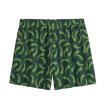 Green Chili Peppers Pattern Print Mesh Shorts