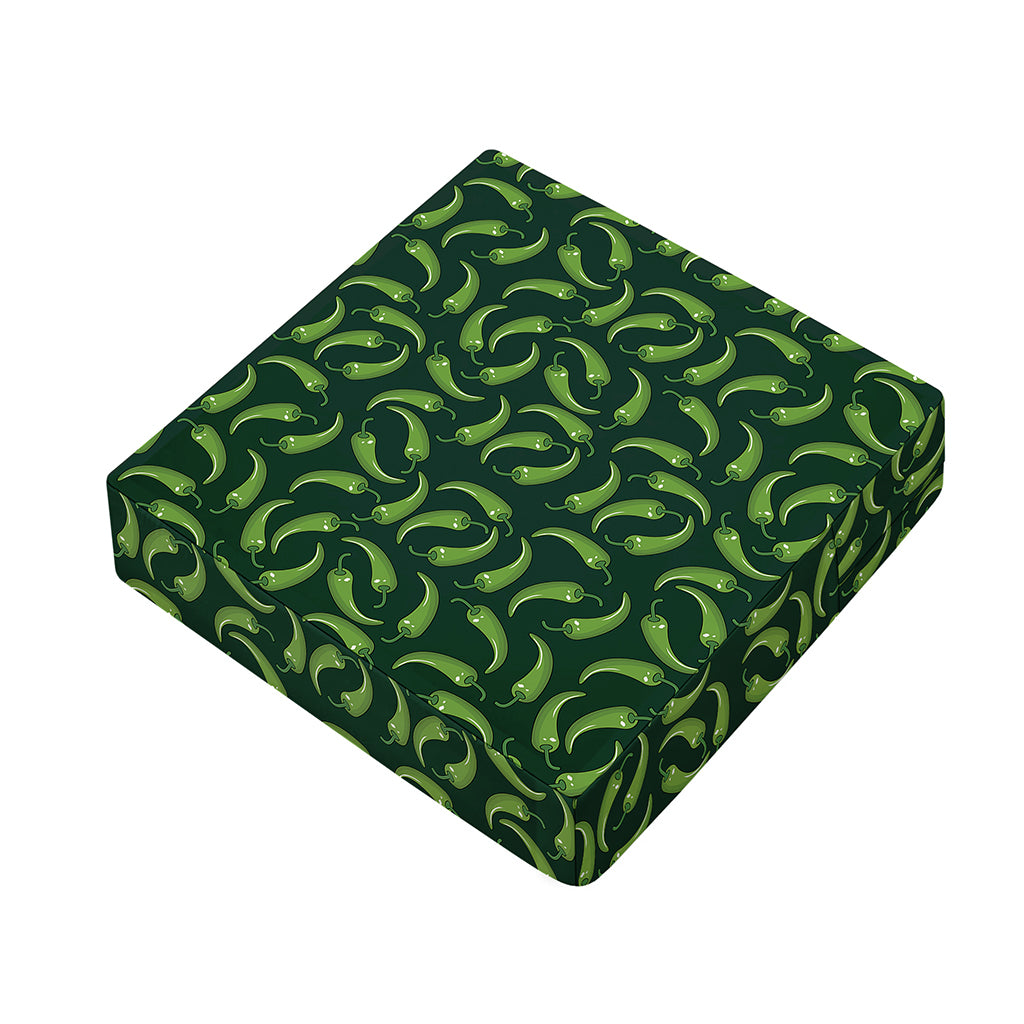Green Chili Peppers Pattern Print Outdoor Seat Cushion Cover