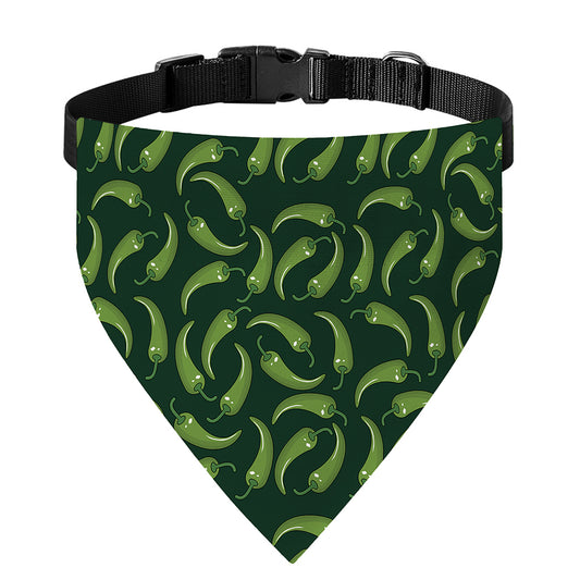 Green Chili Peppers Pattern Print Over The Collar Dog Bandana