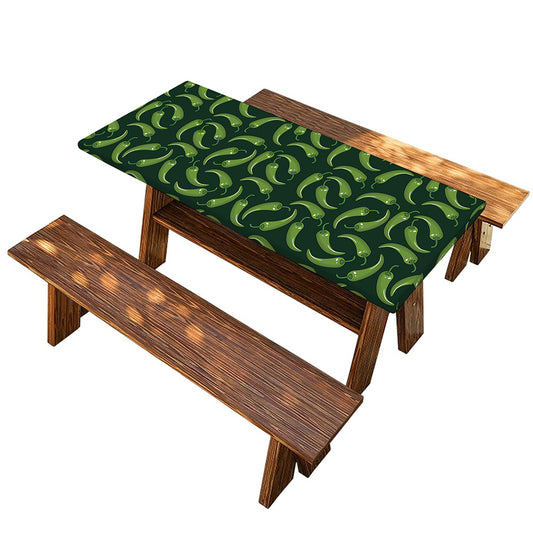 Green Chili Peppers Pattern Print Picnic Table Cover