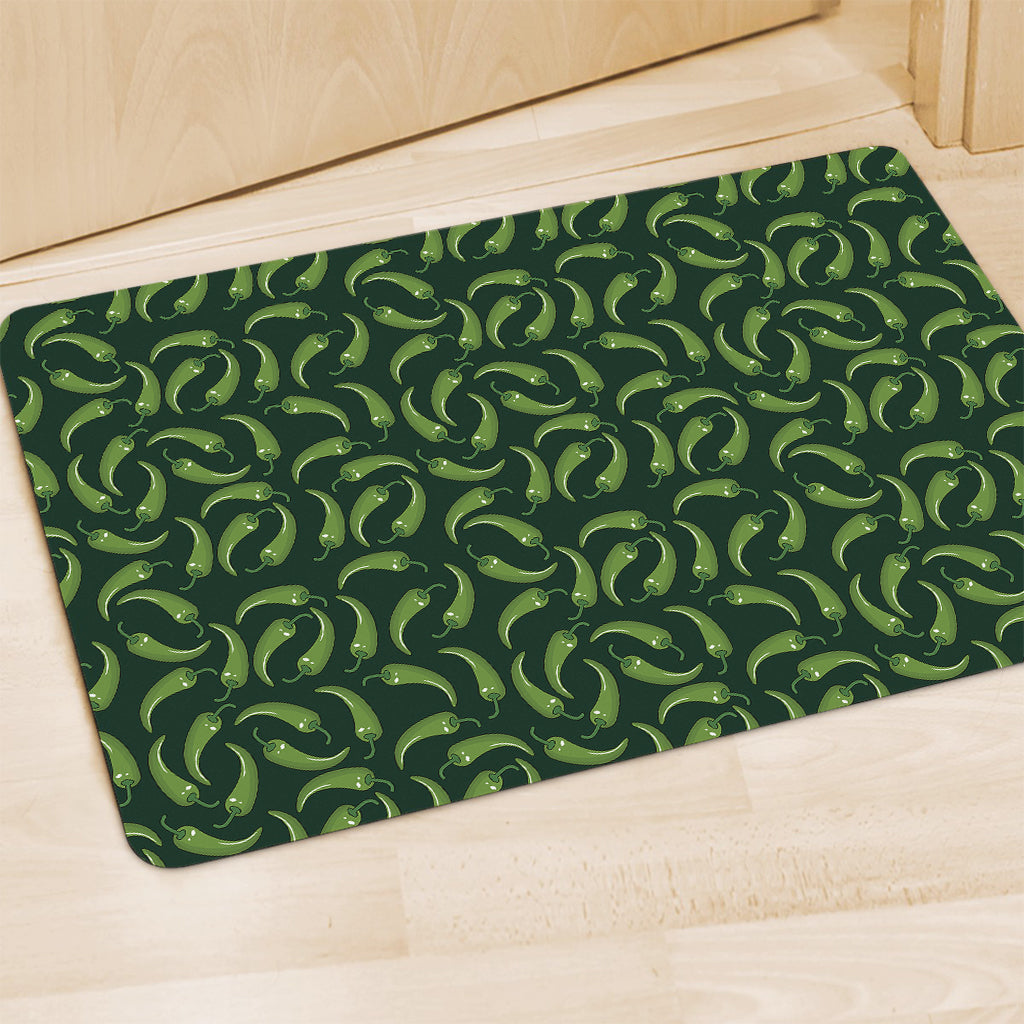 Green Chili Peppers Pattern Print Polyester Doormat