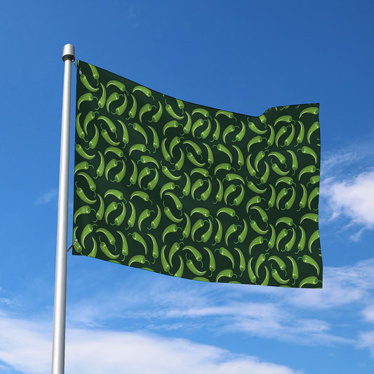 Green Chili Peppers Pattern Print Polyester Flag