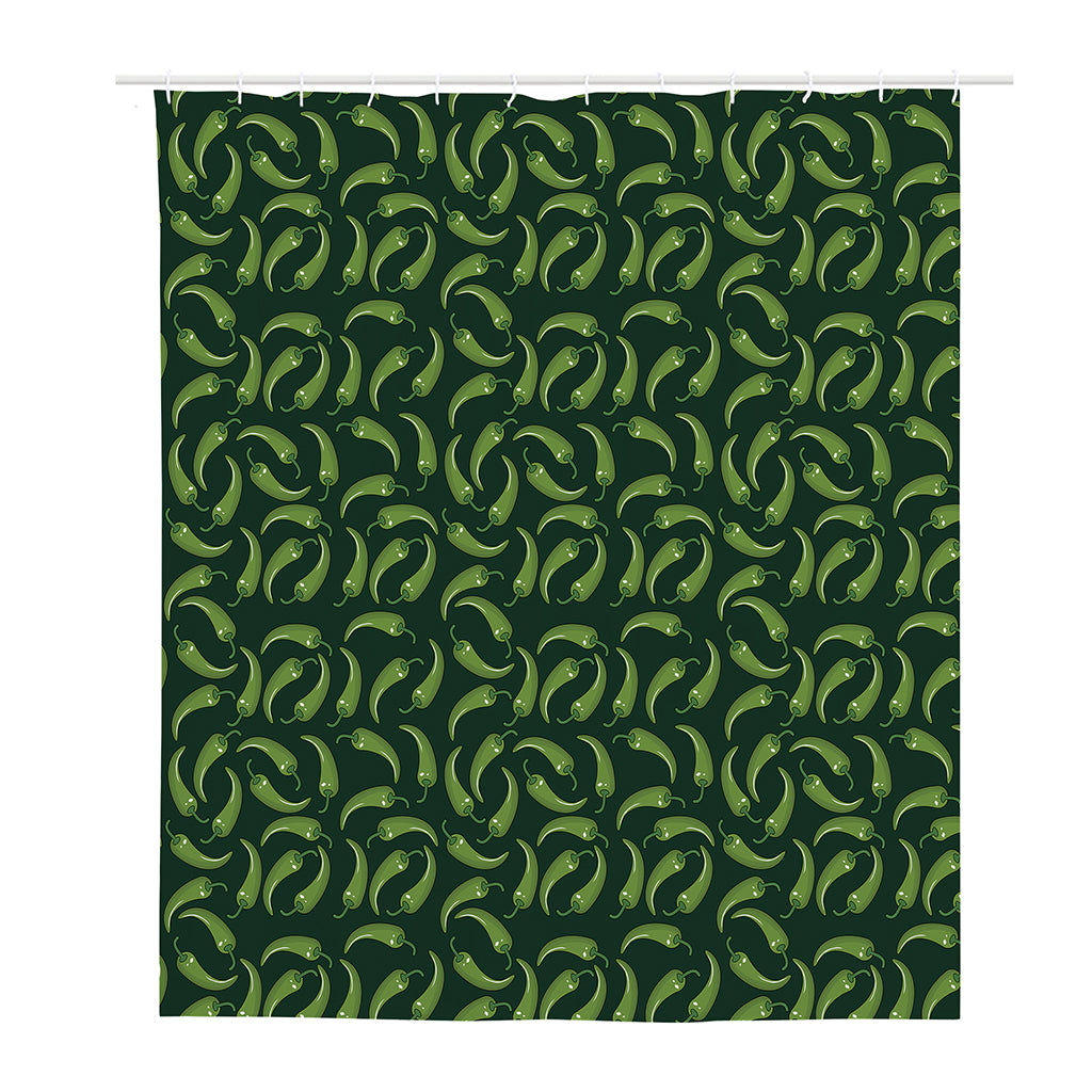 Green Chili Peppers Pattern Print Polyester Shower Curtain