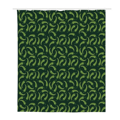Green Chili Peppers Pattern Print Polyester Shower Curtain