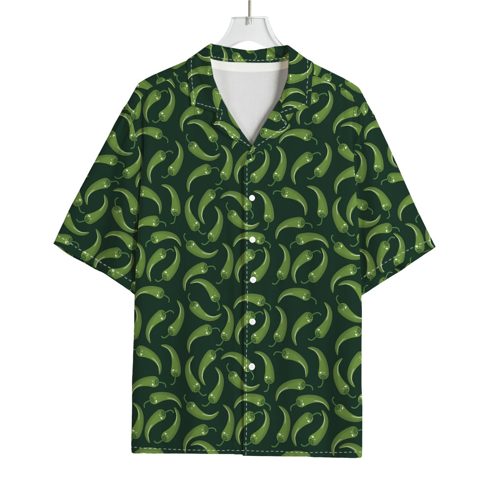 Green Chili Peppers Pattern Print Rayon Hawaiian Shirt