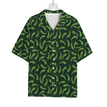 Green Chili Peppers Pattern Print Rayon Hawaiian Shirt