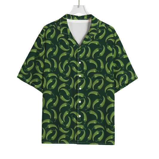 Green Chili Peppers Pattern Print Rayon Hawaiian Shirt