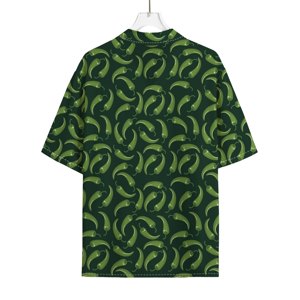 Green Chili Peppers Pattern Print Rayon Hawaiian Shirt