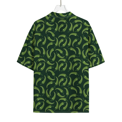 Green Chili Peppers Pattern Print Rayon Hawaiian Shirt