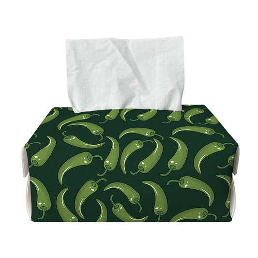 Green Chili Peppers Pattern Print Rectangle Tissue Box Cover