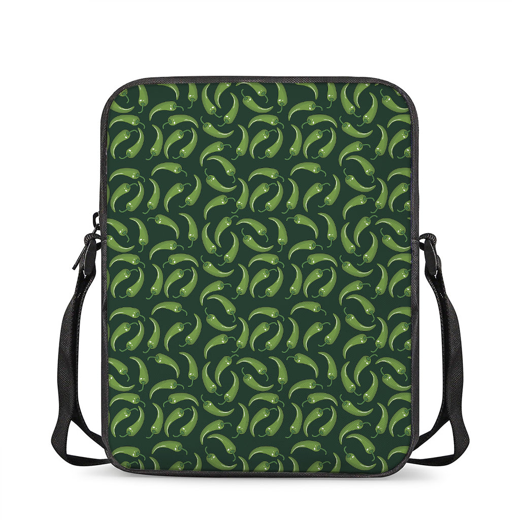 Green Chili Peppers Pattern Print Rectangular Crossbody Bag