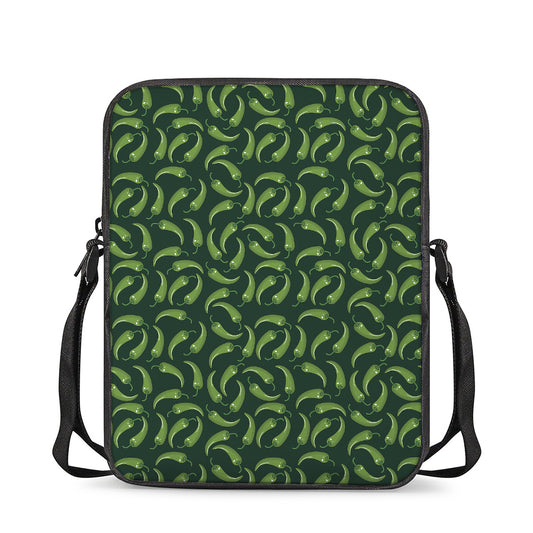 Green Chili Peppers Pattern Print Rectangular Crossbody Bag