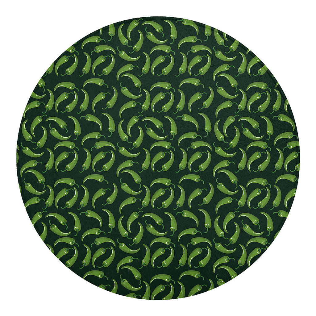 Green Chili Peppers Pattern Print Round Blanket