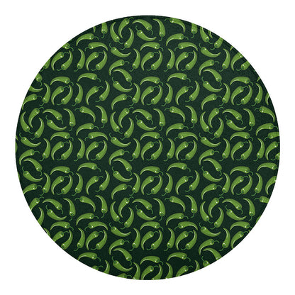Green Chili Peppers Pattern Print Round Blanket