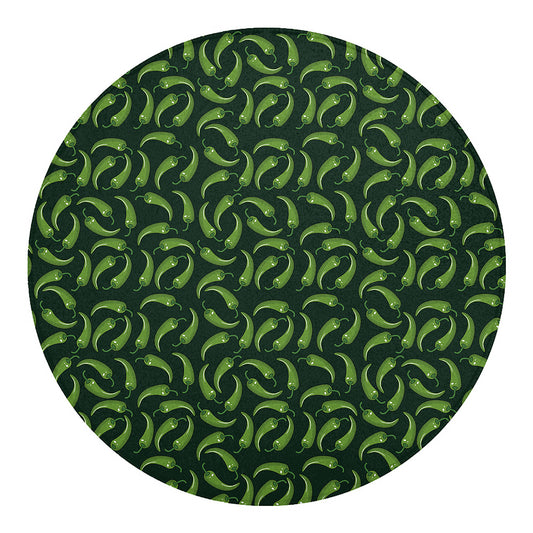 Green Chili Peppers Pattern Print Round Blanket