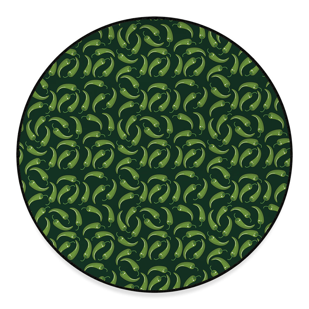 Green Chili Peppers Pattern Print Round Floor Mat