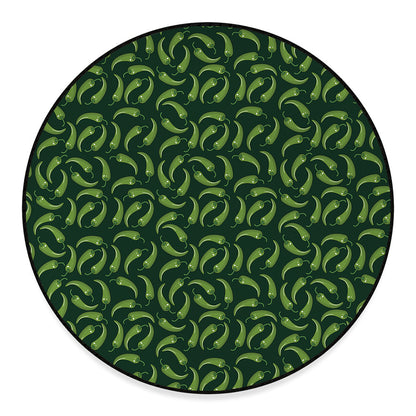Green Chili Peppers Pattern Print Round Floor Mat