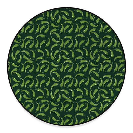 Green Chili Peppers Pattern Print Round Floor Mat