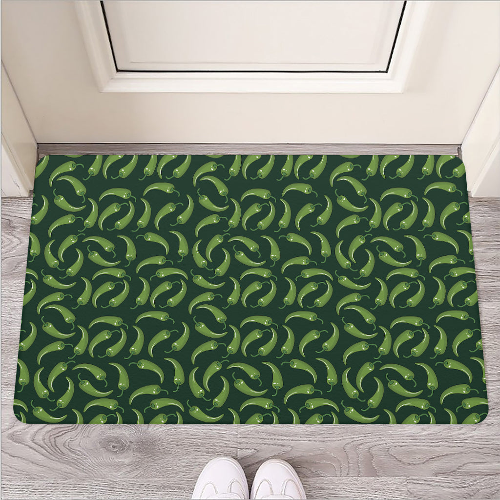 Green Chili Peppers Pattern Print Rubber Doormat