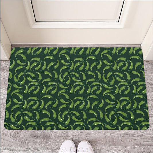 Green Chili Peppers Pattern Print Rubber Doormat