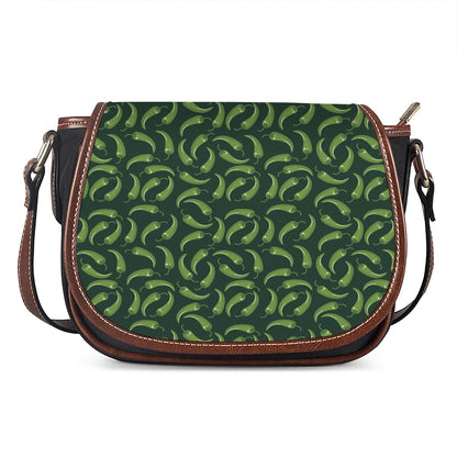 Green Chili Peppers Pattern Print Saddle Bag