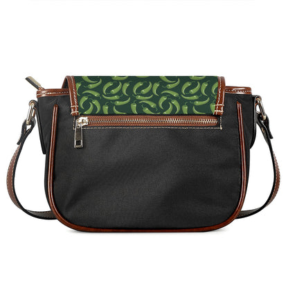 Green Chili Peppers Pattern Print Saddle Bag