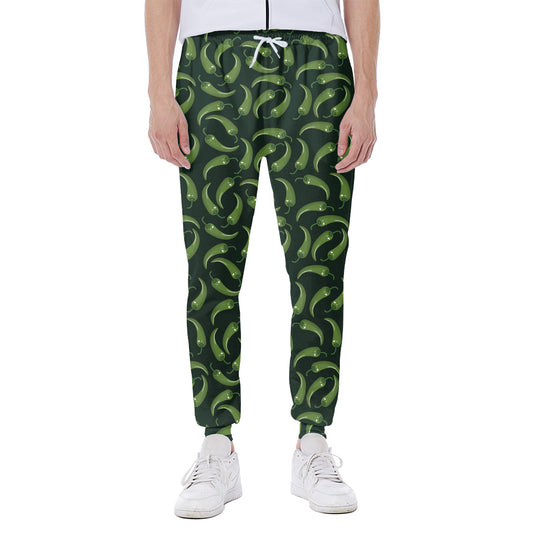 Green Chili Peppers Pattern Print Scuba Joggers