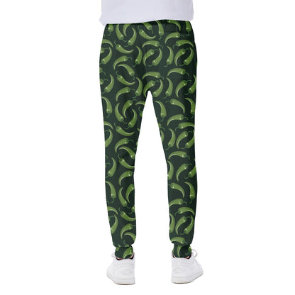 Green Chili Peppers Pattern Print Scuba Joggers
