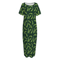 Green Chili Peppers Pattern Print Short Sleeve Long Nightdress