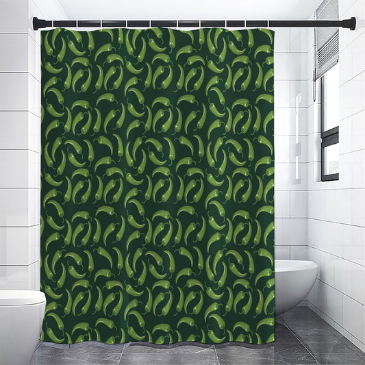 Green Chili Peppers Pattern Print Shower Curtain
