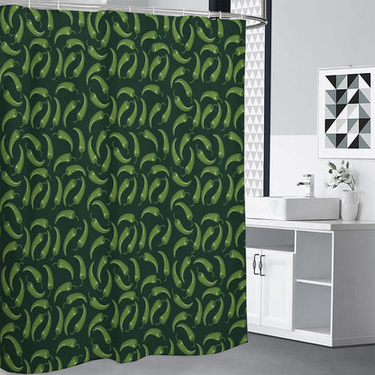 Green Chili Peppers Pattern Print Shower Curtain