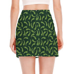 Green Chili Peppers Pattern Print Side Slit Mini Skirt