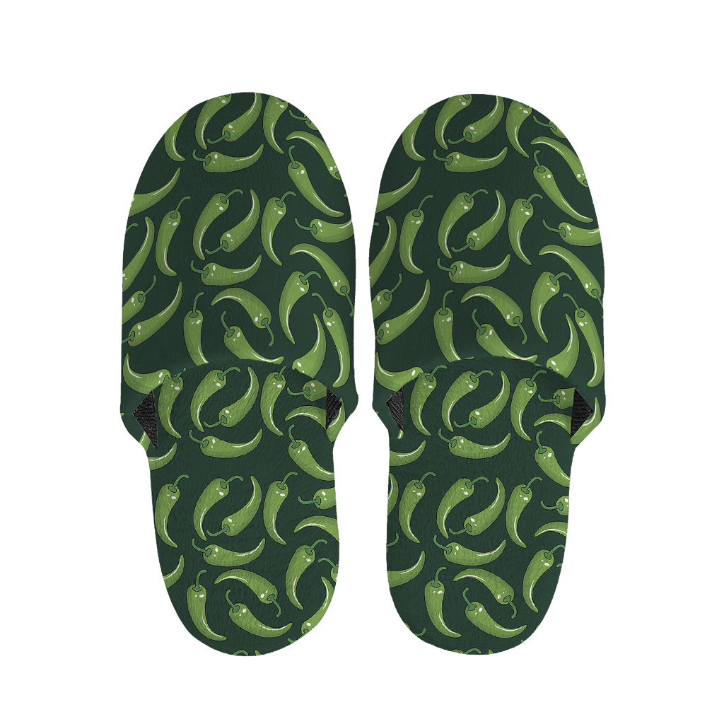 Green Chili Peppers Pattern Print Slippers