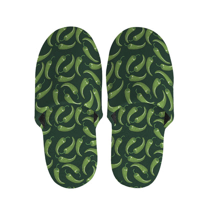 Green Chili Peppers Pattern Print Slippers