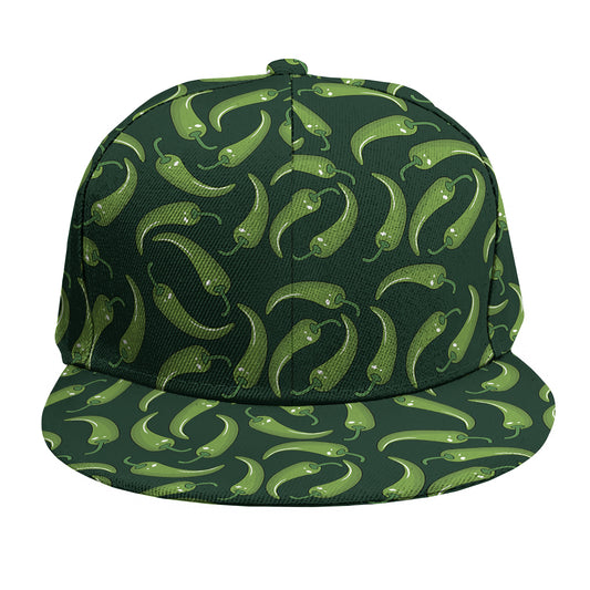 Green Chili Peppers Pattern Print Snapback Cap